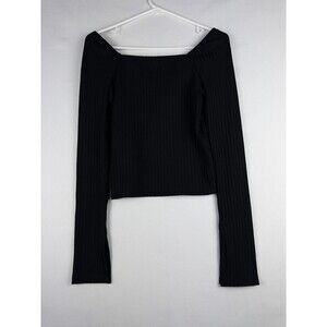 NWT Madewell Sweater Womens Cropped Small Black Knit Pullover Solid‎